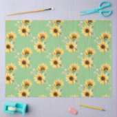 zonnebloemen op groene achtergrond tissuepapier (Craft)