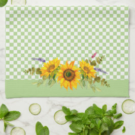 Zonnebloemen op het bord theedoek