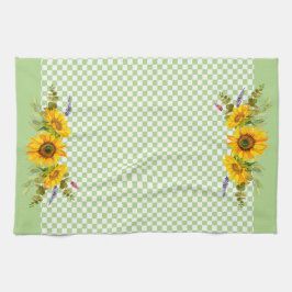 Zonnebloemen op het bord theedoek