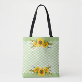 Zonnebloemen op het bord tote bag