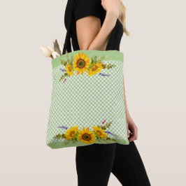 Zonnebloemen op het bord tote bag