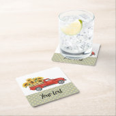 Zonnebloemen op het platteland Aanpasbare/Oude Rod Kartonnen Onderzetters (Insitu)