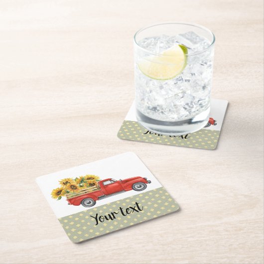 Zonnebloemen op het platteland Aanpasbare/Oude Rod Kartonnen Onderzetters (Insitu)