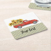 Zonnebloemen op het platteland Aanpasbare/Oude Rod Kartonnen Onderzetters (Schuin)