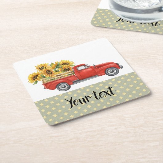 Zonnebloemen op het platteland Aanpasbare/Oude Rod Kartonnen Onderzetters (Schuin)