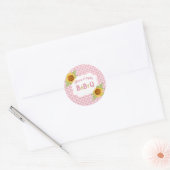 Zonnebloemen op het platteland Roze geruit BBQ Bab Ronde Sticker (Envelop)