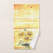 Zonnebloemen op hout bad handdoek (Handdoek)