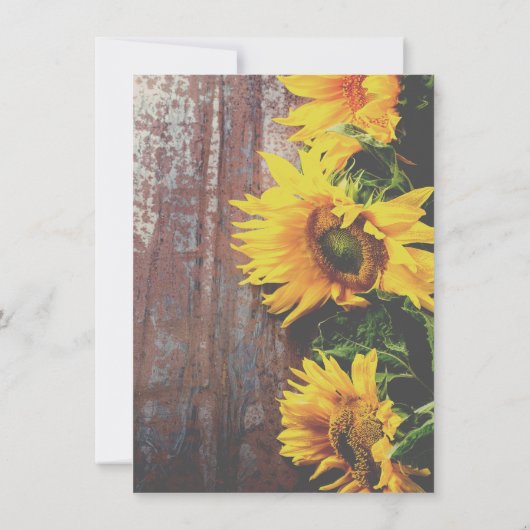 Zonnebloemen op hout Rustic Save the Date Wedding Kaart (Achterkant)