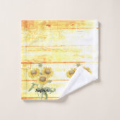 Zonnebloemen op houten handdoekjes bad handdoek (Wasdoekje)