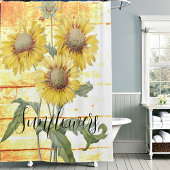 Zonnebloemen op houtsdouchergordijn douchegordijn