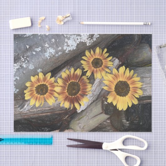 Zonnebloemen op inktvis tissuepapier (Craft)