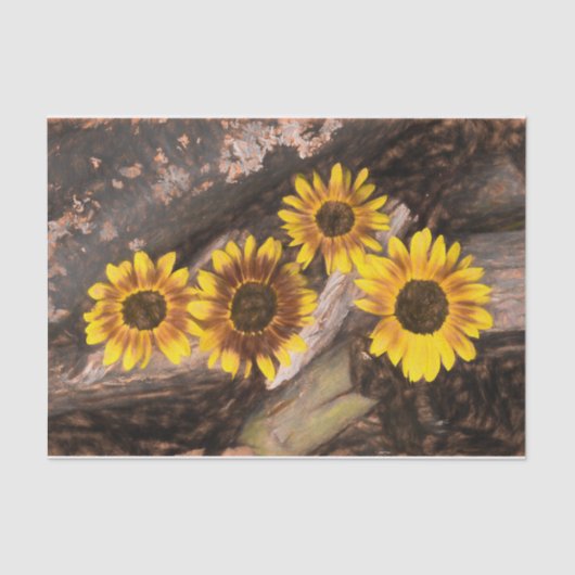 Zonnebloemen op  inktvis tissuepapier (Voorkant)