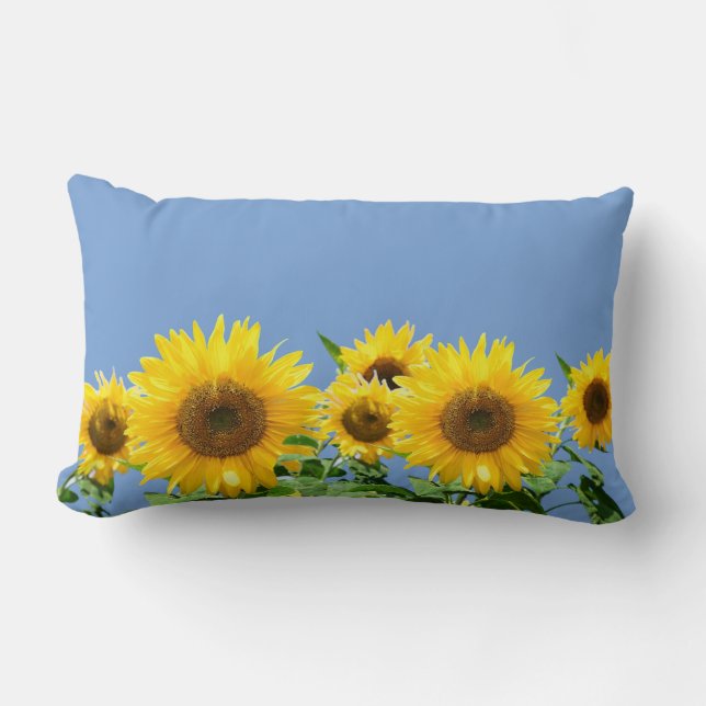 Zonnebloemen op luchtblauw kussen (Voorkant)