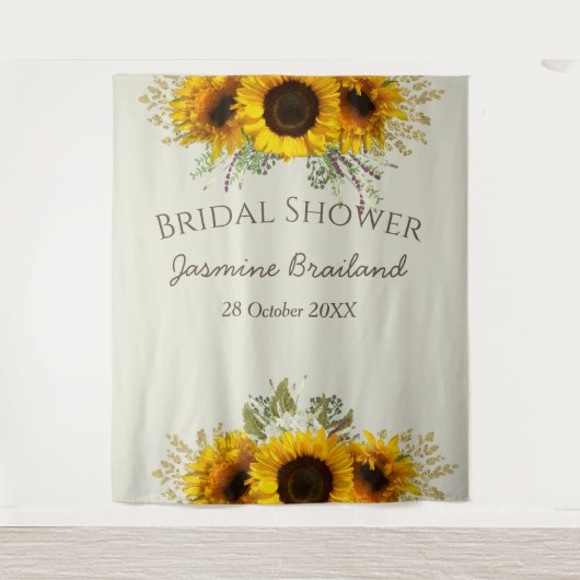 Zonnebloemen op maat bruidsdouche wandkleed (Voorkant)