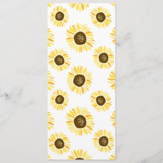 Zonnebloemen op Mason Jar Floral Menu Kaart (Achterkant)