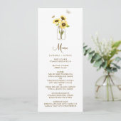 Zonnebloemen op Mason Jar Floral Menu Kaart (Staand voorkant)