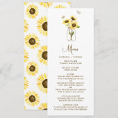 Zonnebloemen op Mason Jar Floral Menu Kaart (Voorkant / Achterkant)