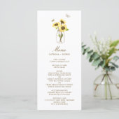 Zonnebloemen op Mason Jar Floral Wedding Menu Kaar (Staand voorkant)