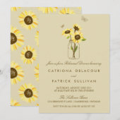 Zonnebloemen op Mason Jar Rehearsal Dinner Invite Kaart (Voorkant / Achterkant)