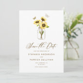 Zonnebloemen op Mason Jar Save the Date Notice Kaart (Staand voorkant)