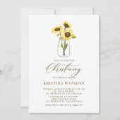Zonnebloemen op Mason Jar Summer Christening Kaart (Voorkant)