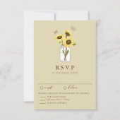  zonnebloemen op Mason Jar Wedding RSVP Kaart (Voorkant)