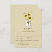  zonnebloemen op Mason Jar Wedding RSVP Kaart (Voorkant / Achterkant)