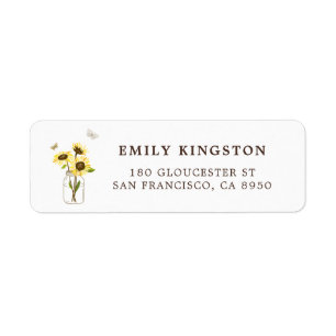 Zonnebloemen op Mason Jar Whimsical Address Label