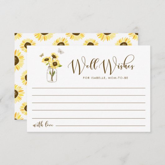 Zonnebloemen op Mason Jar willen dat mama wordt Advieskaart (Voorkant / Achterkant)