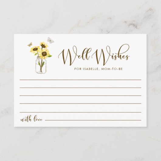 Zonnebloemen op Mason Jar willen dat mama wordt Advieskaart (Voorkant)