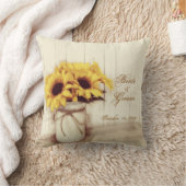 Zonnebloemen op persoonlijke bruiloft Mason Jar Pi Kussen (Deken)