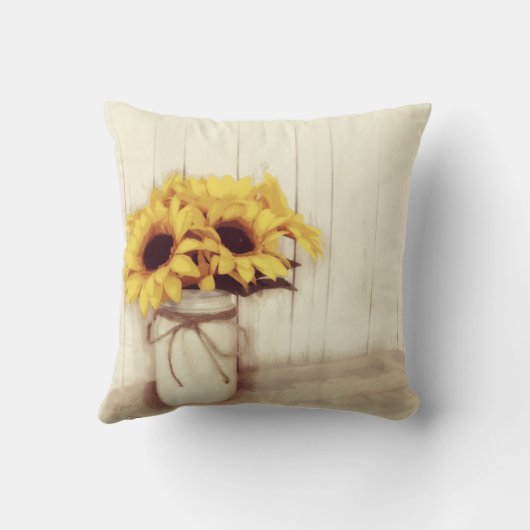 Zonnebloemen op persoonlijke bruiloft Mason Jar Pi Kussen (Achterkant)