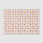 Zonnebloemen op Pink Gingham Tissuepapier (Voorkant)