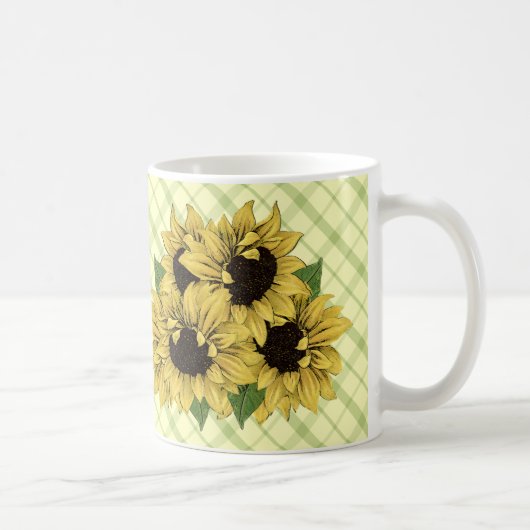 Zonnebloemen op Plaid Mokken Cups (Rechts)