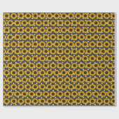 zonnebloemen op poolstippen cadeaupapier (Vlak)