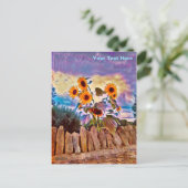 Zonnebloemen op Rock Wall Briefkaart (Staand voorkant)