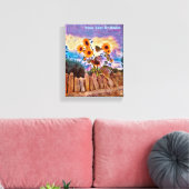 Zonnebloemen op Rock Wall Canvas Afdruk (Insitu (Woonkamer))