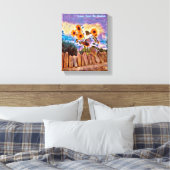 Zonnebloemen op Rock Wall Canvas Afdruk (Insitu (Slaapkamer))
