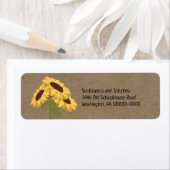 Zonnebloemen op Rustic Kraft Return Address Etiket (Insitu)