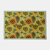 Zonnebloemen op Sage Background Foliage Oranje Yel Deurmat (Voorkant)