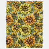 Zonnebloemen op Sage Background Foliage Oranje Yel Fleece Deken (Voorkant)