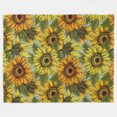 Zonnebloemen op Sage Background Foliage Oranje Yel Fleece Deken (Voorkant (Horizontaal))