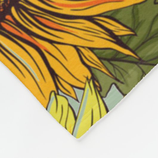 Zonnebloemen op Sage Background Foliage Oranje Yel Fleece Deken (Hoek)