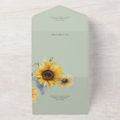 Zonnebloemen op Sage Green QR-code All In One Uitnodiging (Buitenkant)