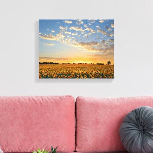 Zonnebloemen op Sunset Canvas Afdruk (Insitu (Woonkamer))