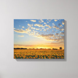 Zonnebloemen op Sunset Canvas Afdruk