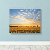 Zonnebloemen op Sunset Canvas Afdruk (Insitu (Houten vloer))