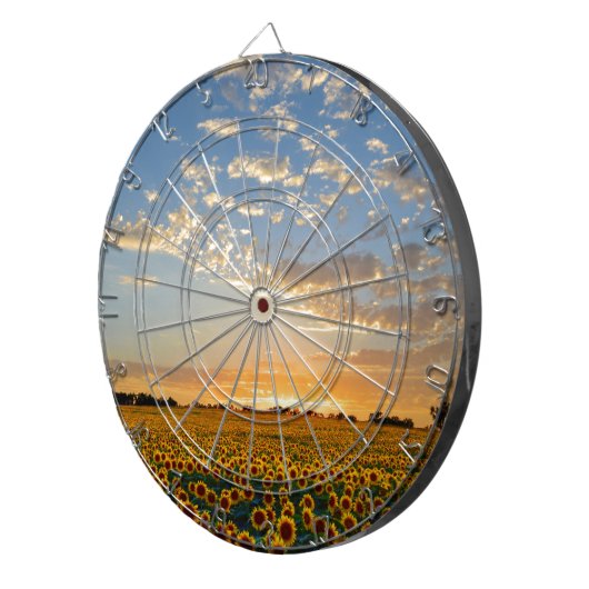Zonnebloemen op Sunset Dartbord (Voorkant Rechts)