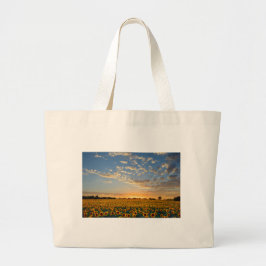 Zonnebloemen op Sunset Grote Tote Bag