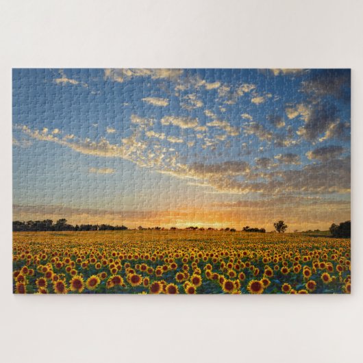 Zonnebloemen op Sunset Jigzaag Puzzle Legpuzzel (Horizontaal)